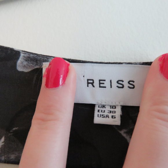 REISS Gray V Neck Floral Sheer Midi Dress - US Size 6 - Picture 9 of 11